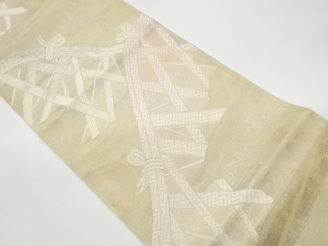 リサイクル　 紗 竹垣模様織出し袋帯